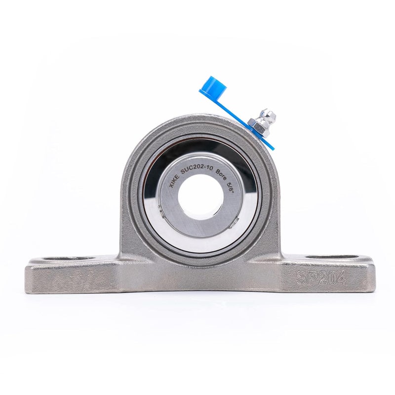 Xike 2 Pcs SUCP202-10 Bore 5/8" All Stainless Steel Pillow Block Square Flange Mounted Ball Bearings, Solid Base and Self Aligning. - Image 3